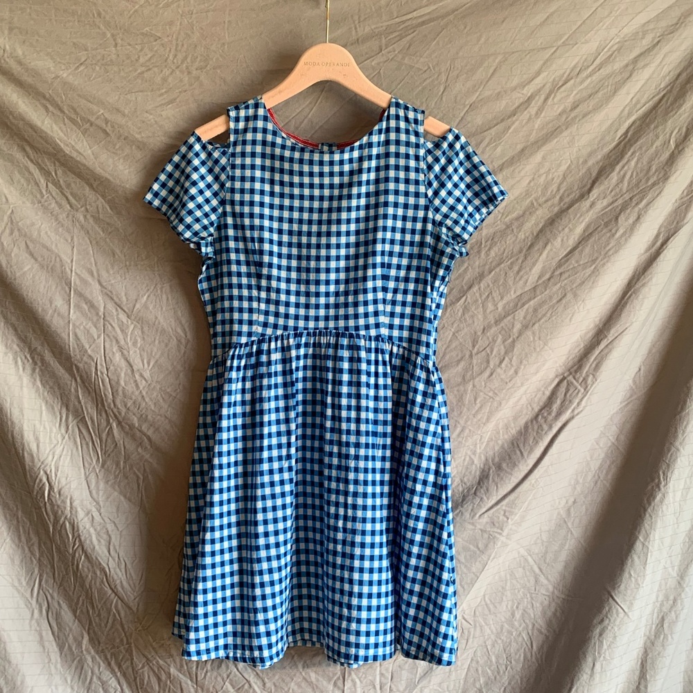 KLING blue & white gingham dress, size M